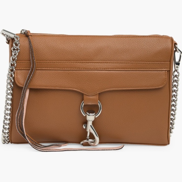 Rebecca Minkoff Handbags - Rebecca Minkoff MAC Tan Leather Crossbody Bag with Chain Strap Silver Hardware